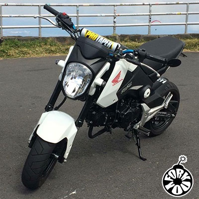 Customer from Maui, Hawaii sent in this photo of his Honda Grom with our Fork You wraps in Gloss Black.